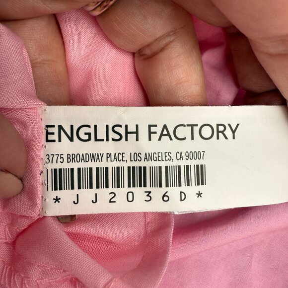 NWT Women's ENGLISH FACTORY‎ Pleated Puff Sleeve Mini Dress Pink | Size XS - Picture 12 of 13